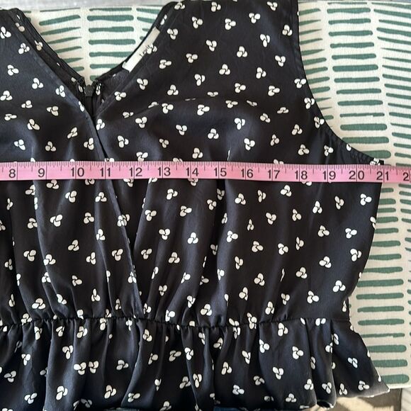 LEWIT Women’s Printed Black Silk Tank Top with ruffle peplum hem Size XL - Picture 8 of 10